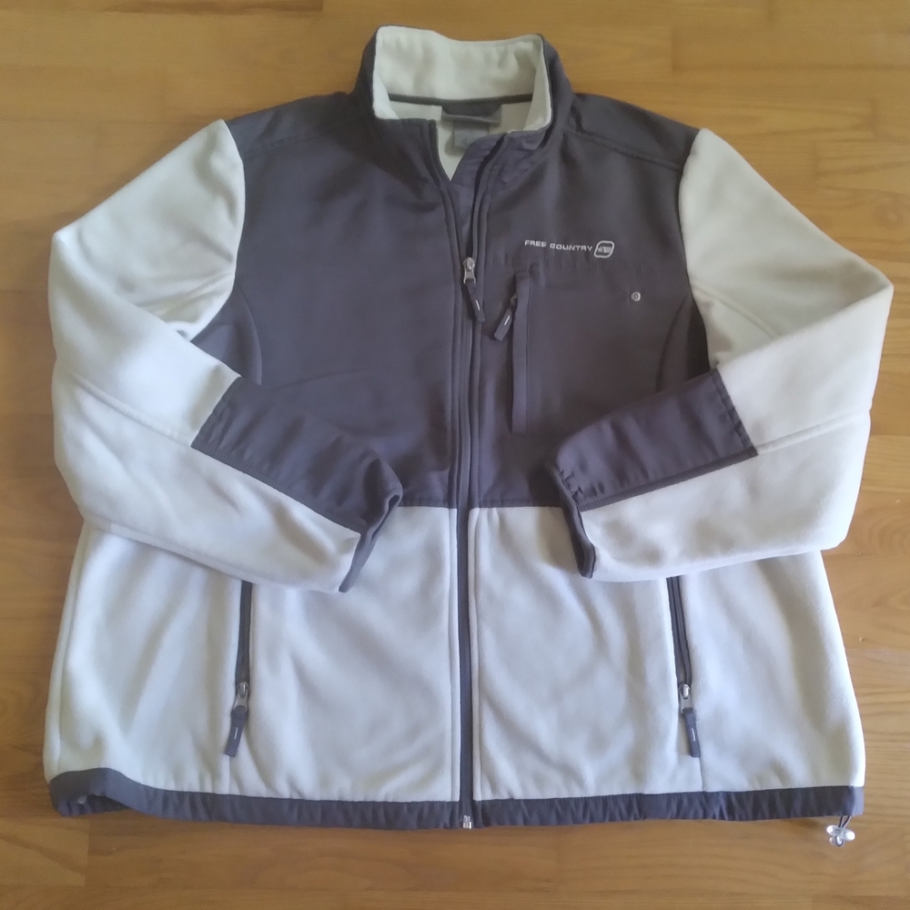 Free Country Men's Cream Gray Outdoors Fleece Soft Shell Gorpcore Winter Jacket